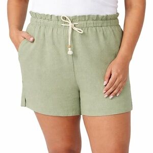 Hang Ten Women's XXL Casual Shorts Green Linen H0787